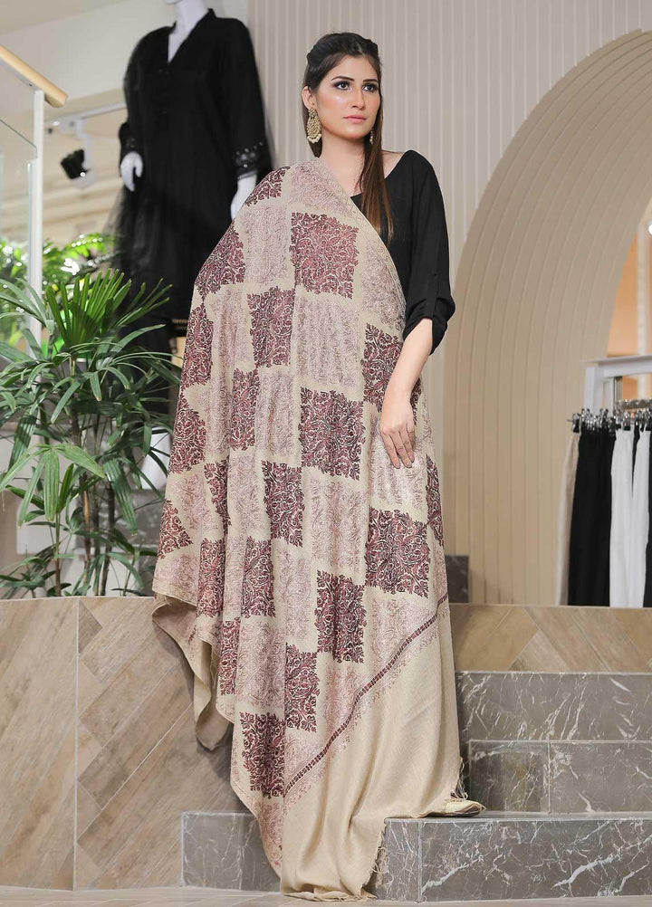 Sanaulla Exclusive Range Pashmina Shawl SU21PP AKP-16 Fawn-5 Pure Pashmina Shawls