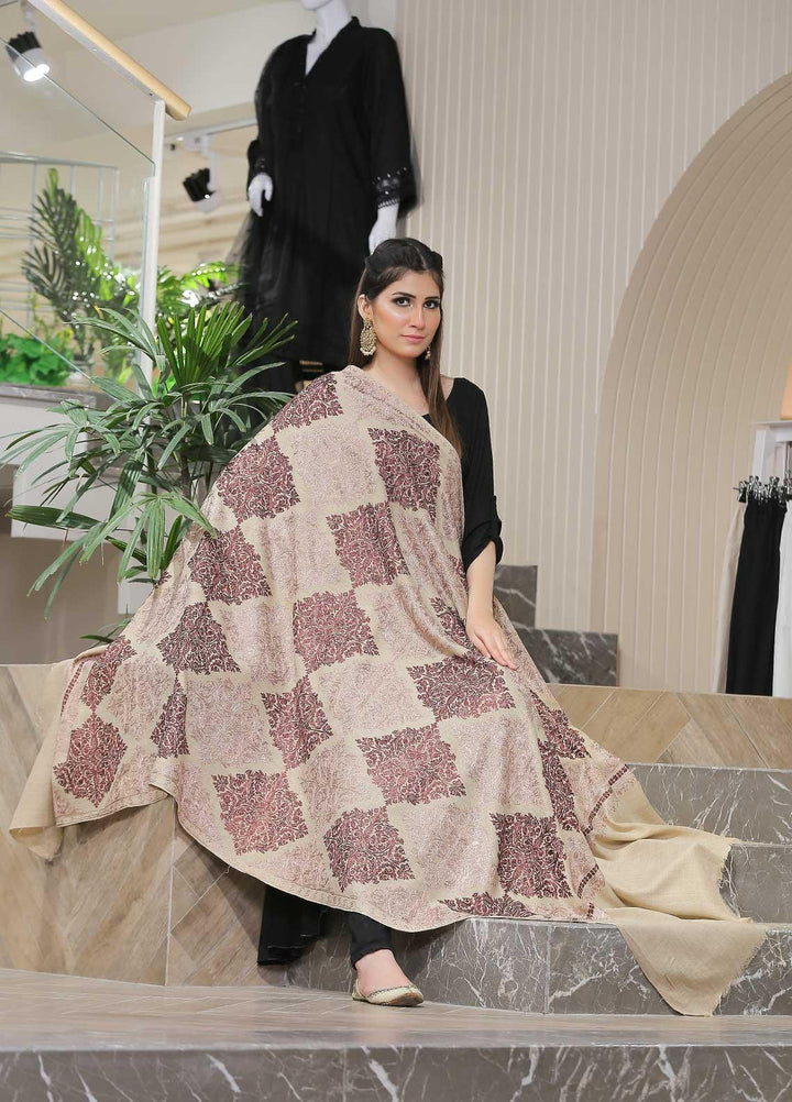 Sanaulla Exclusive Range Pashmina Shawl SU21PP AKP-16 Fawn-5 Pure Pashmina Shawls