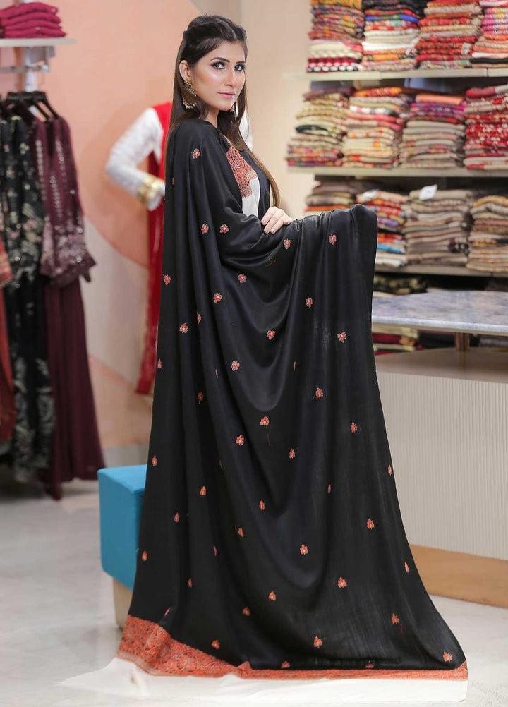 Sanaulla Exclusive Range Pashmina Shawl SU21PP AKP-26 Black-10 Pure Pashmina Shawls