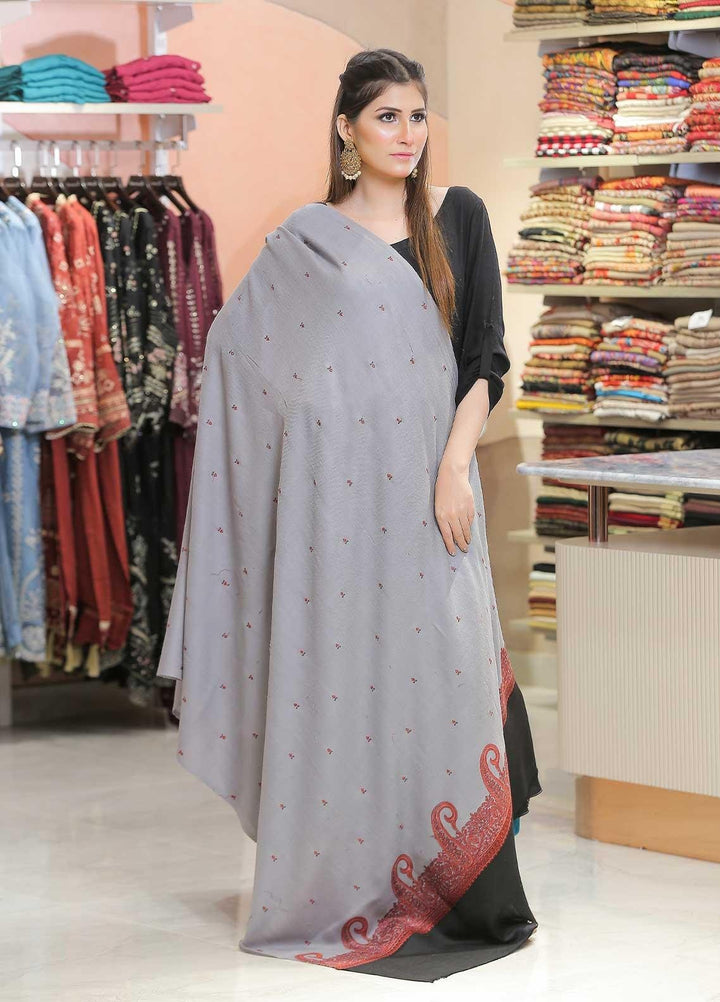 Sanaulla Exclusive Range Pashmina Shawl SU21PP AKP-26 L Grey Pure Pashmina Shawls