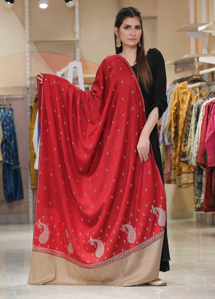 Sanaulla Exclusive Range Pashmina Shawl SU21PP AKP-26 Maroon-3 Pure Pashmina Shawls