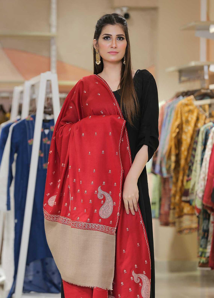 Sanaulla Exclusive Range Pashmina Shawl SU21PP AKP-26 Maroon-3 Pure Pashmina Shawls