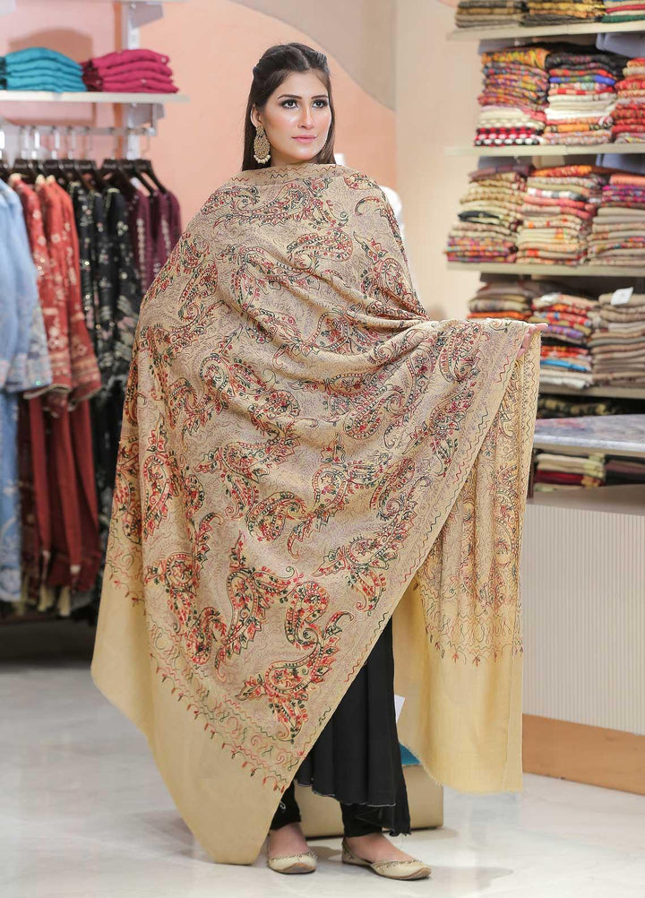 Sanaulla Exclusive Range Pashmina Shawl SU21PP AKP-27 Fawn-5 Pure Pashmina Shawls