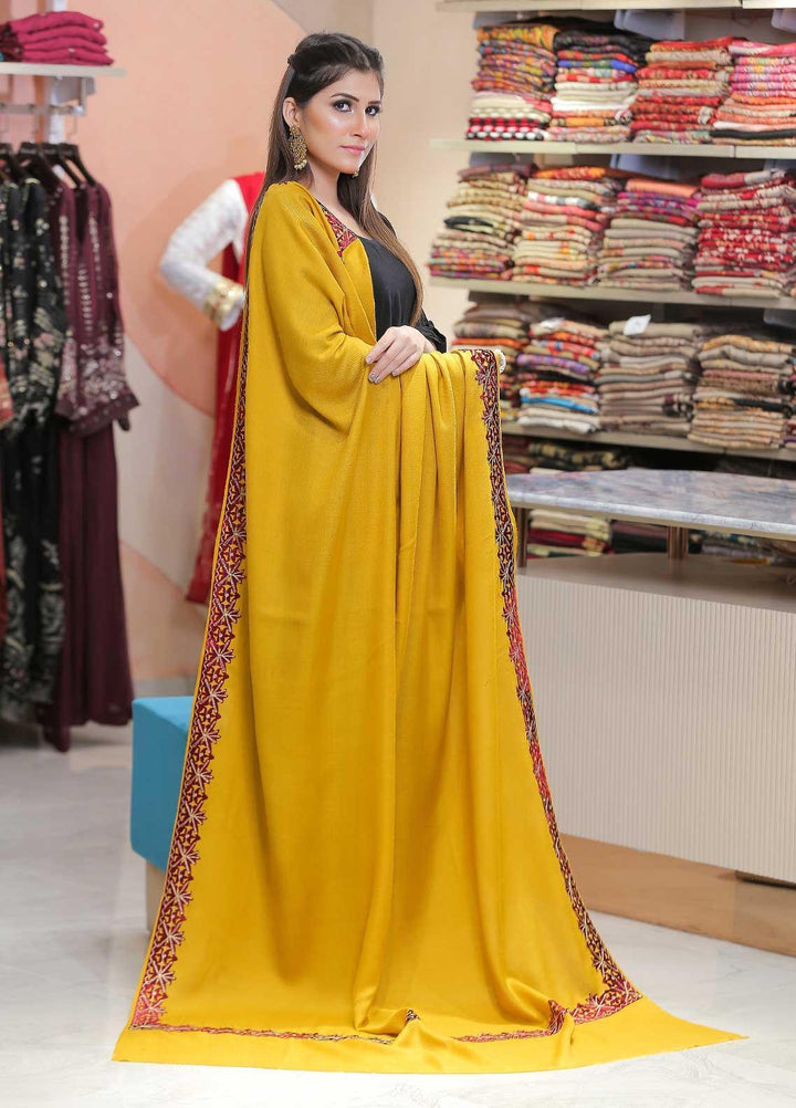 Sanaulla Exclusive Range Pashmina Shawl SU21PP AKP-40 Lemon Pure Pashmina Shawls