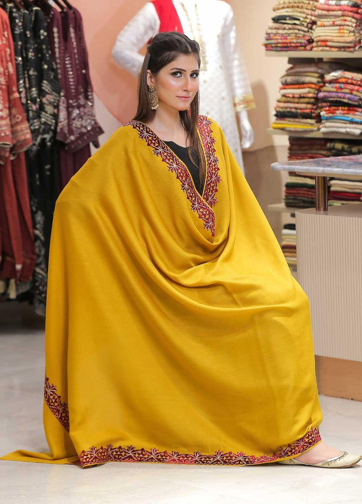 Sanaulla Exclusive Range Pashmina Shawl SU21PP AKP-40 Lemon Pure Pashmina Shawls