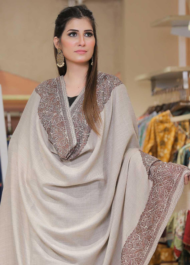 Sanaulla Exclusive Range Pashmina Shawl SU21PP AKP-43 Grey Pure Pashmina Shawls