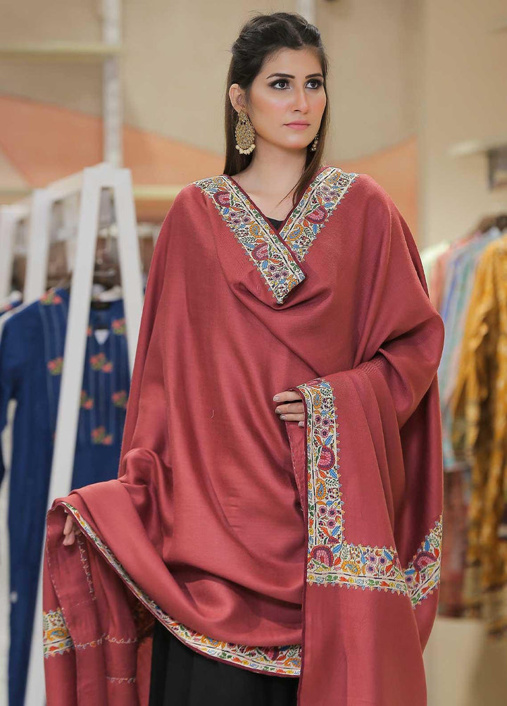 Sanaulla Exclusive Range Pashmina Shawl SU21PP AKP-48 Pink Pure Pashmina Shawls