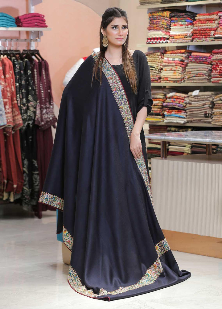 Sanaulla Exclusive Range Pashmina Shawl SU21PP AKP-48 N Blue Pure Pashmina Shawls