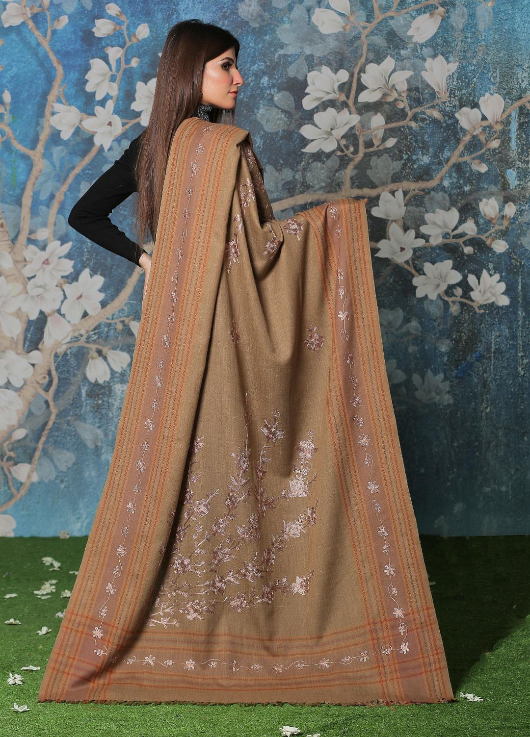 Sanaulla Exclusive Range  Pashmina  Shawl SU21PP OD-19 - Pure Pashmina Shawls