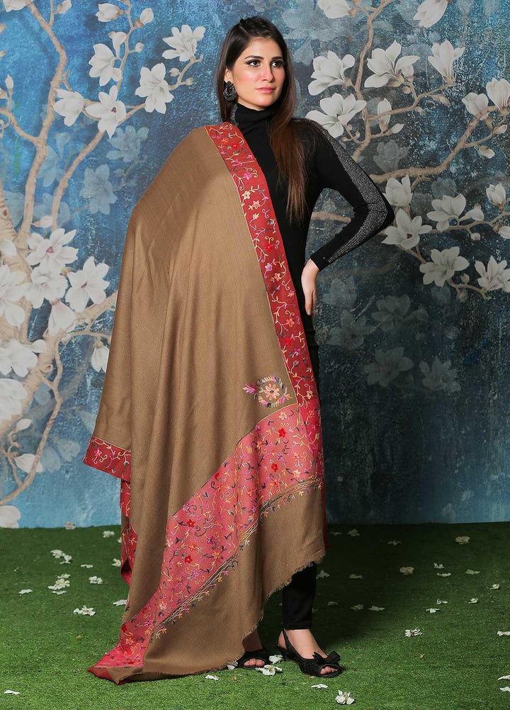 Sanaulla Exclusive Range Pashmina Shawl SU21PP MIR-123 Fawn Pure Pashmina Shawls