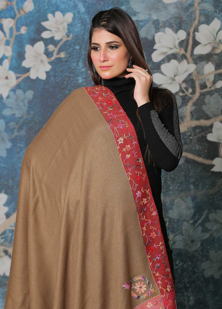 Sanaulla Exclusive Range Pashmina Shawl SU21PP MIR-123 Fawn Pure Pashmina Shawls