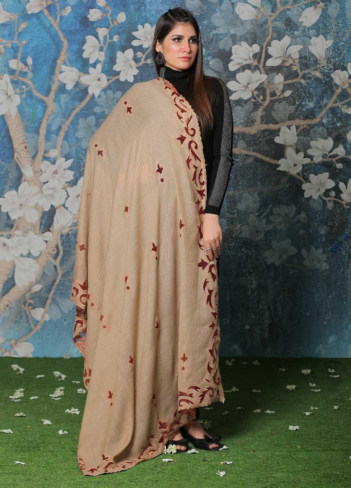 Sanaulla Exclusive Range Pashmina Shawl SU21PP MIR-581 Fawn Pure Pashmina Shawls