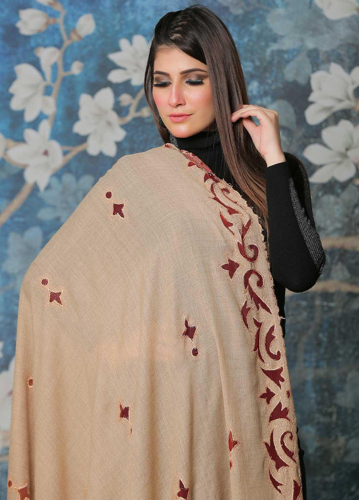 Sanaulla Exclusive Range Pashmina Shawl SU21PP MIR-581 Fawn Pure Pashmina Shawls