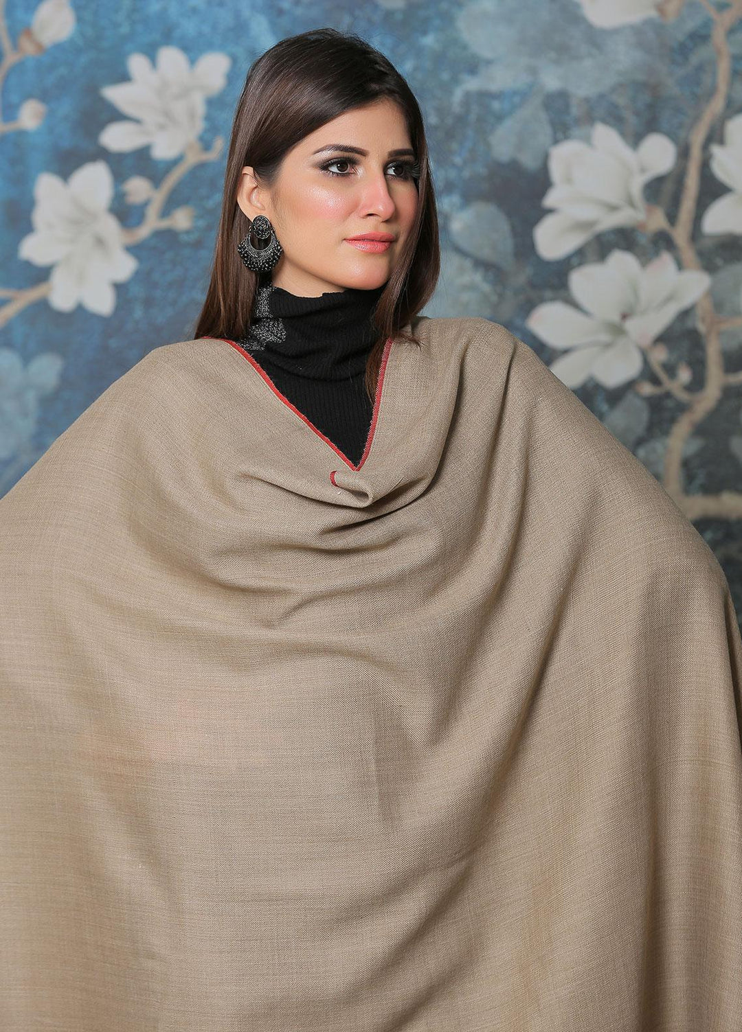 Sanaulla Exclusive Range Pashmina Shawl SU21PP  MIR-742-Brown Pure Pashmina Shawls