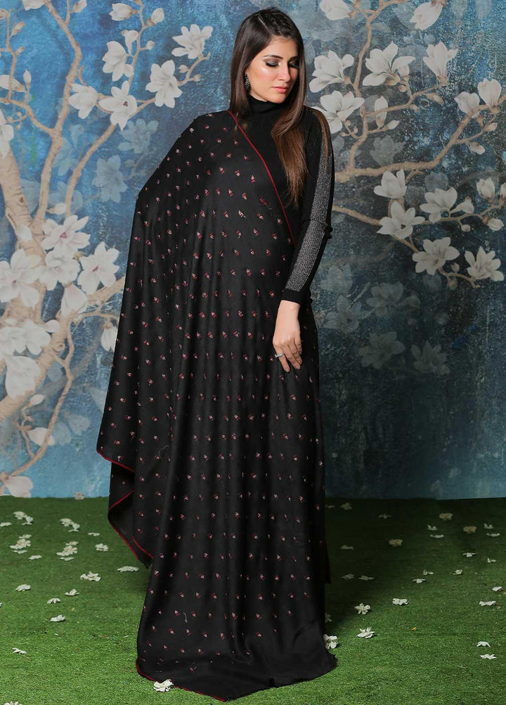 Sanaulla Exclusive Range Pashmina Shawl SU21PP MIR-07 Black Pure Pashmina Shawls