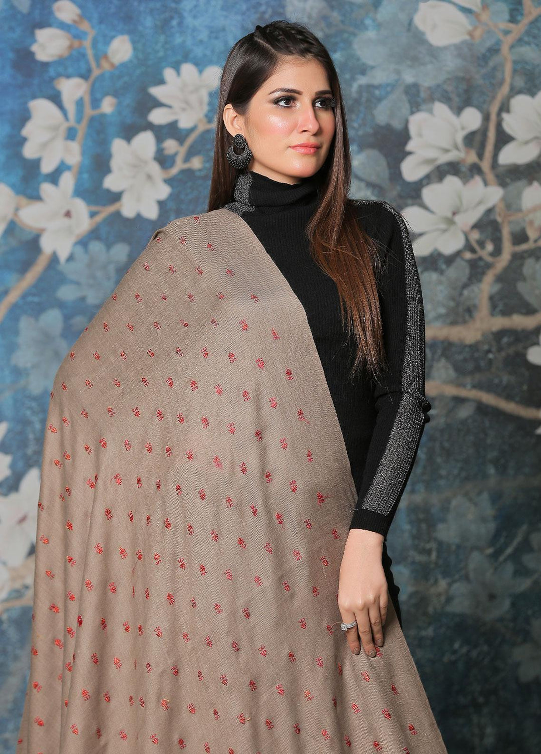 Sanaulla Exclusive Range Pashmina Shawl SU21PP MIR-07 Brown 1 Pure Pashmina Shawls