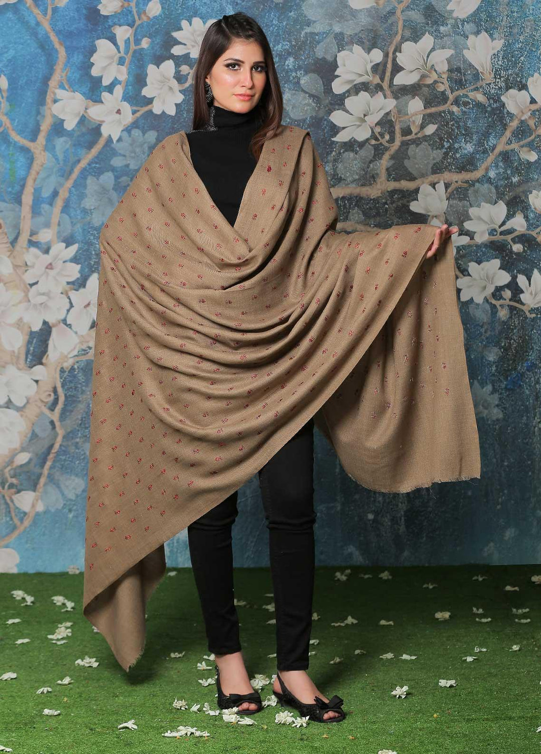 Sanaulla Exclusive Range Pashmina Shawl SU21PP MIR-07 Brown 6 Pure Pashmina Shawls