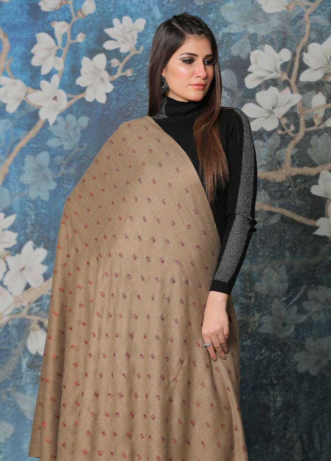 Sanaulla Exclusive Range Pashmina Shawl SU21PP MIR-07 Brown 6 Pure Pashmina Shawls