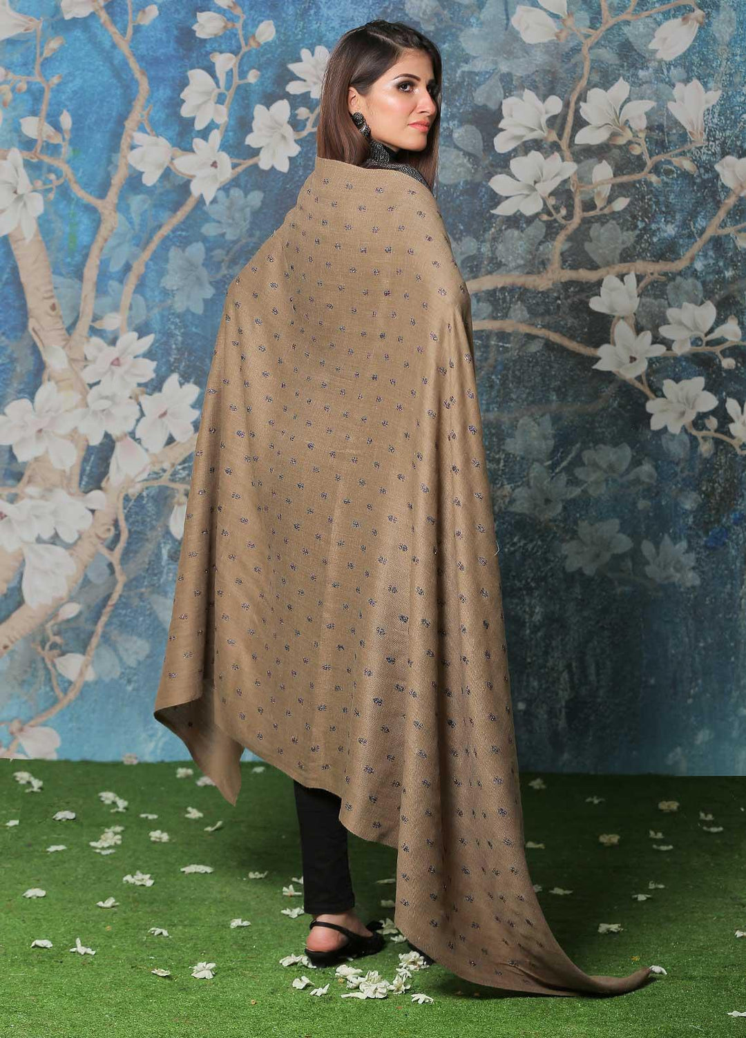 Sanaulla Exclusive Range Pashmina Shawl SU21PP MIR-07 Brown 7 Pure Pashmina Shawls