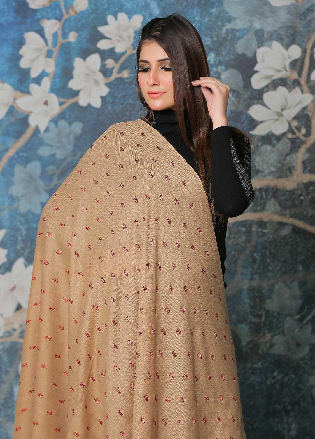 Sanaulla Exclusive Range Pashmina Shawl SU21PP MIR-07 Brown 8 Pure Pashmina Shawls