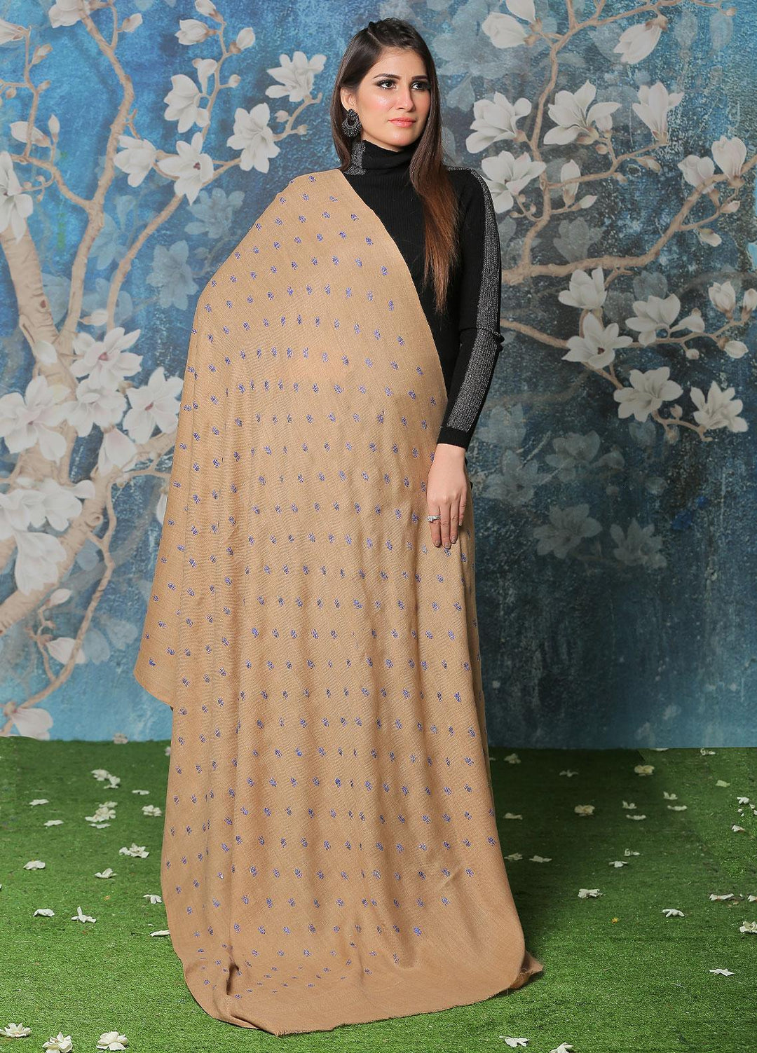 Sanaulla Exclusive Range Pashmina Shawl SU21PP MIR-07 Brown 10 Pure Pashmina Shawls