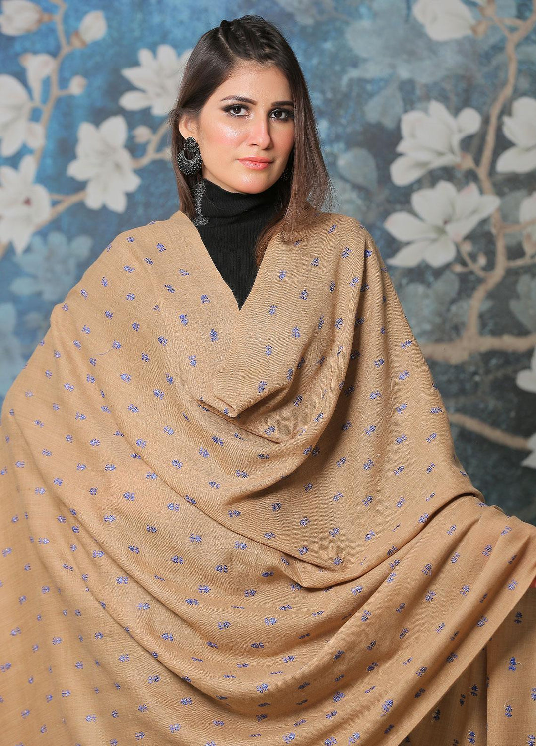 Sanaulla Exclusive Range Pashmina Shawl SU21PP MIR-07 Brown 10 Pure Pashmina Shawls