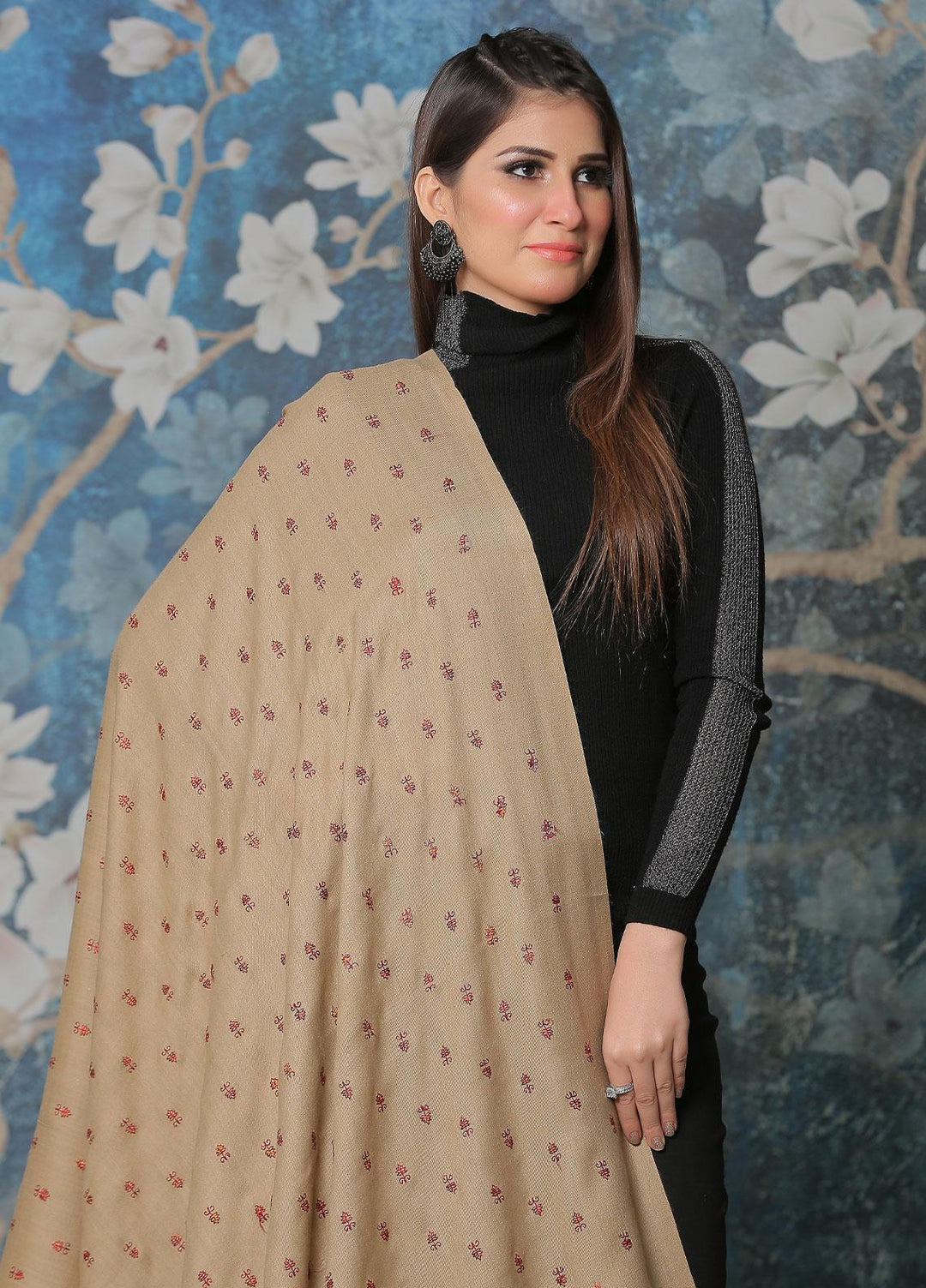 Sanaulla Exclusive Range Pashmina Shawl SU21PP MIR-07 Brown 14 Pure Pashmina Shawls