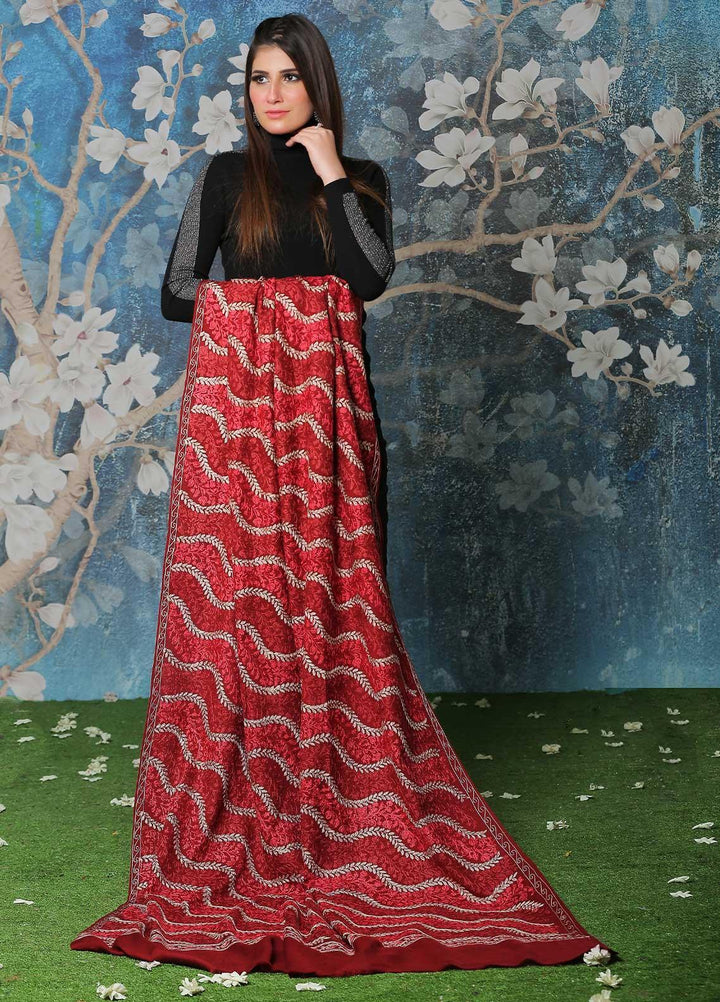 Sanaulla Exclusive Range Pashmina Shawl SU21PP AKP-31 Red Pure Pashmina Shawls