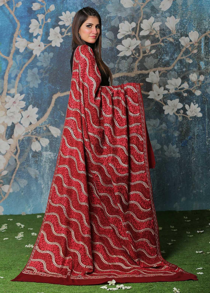 Sanaulla Exclusive Range Pashmina Shawl SU21PP AKP-31 Red Pure Pashmina Shawls