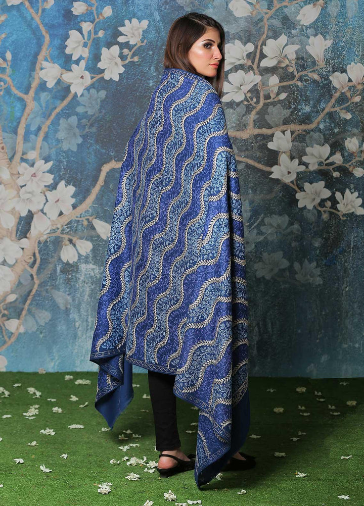 Sanaulla Exclusive Range Pashmina Shawl SU21PP AKP-31 Blue Pure Pashmina Shawls