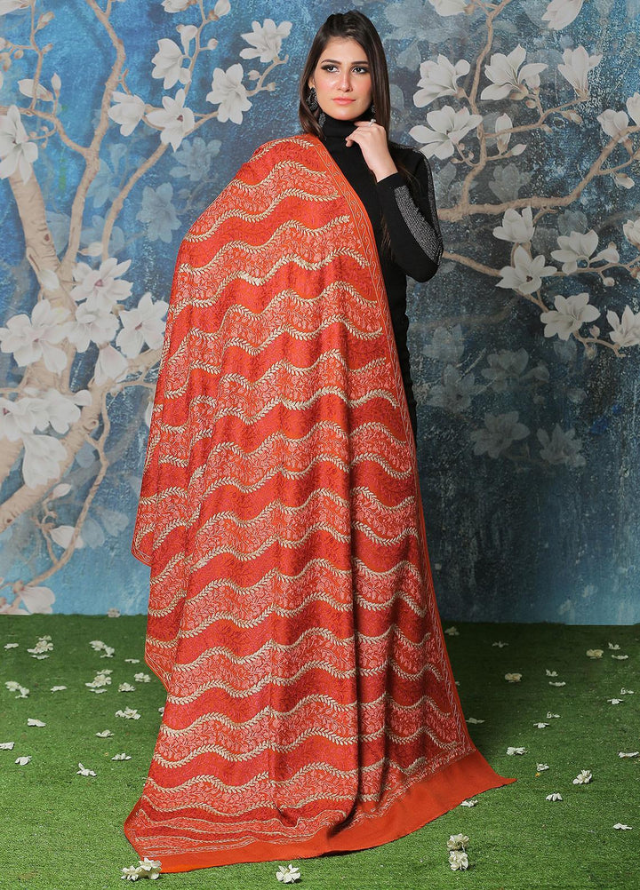 Sanaulla Exclusive Range Pashmina Shawl SU21PP AKP-31 Orange Pure Pashmina Shawls
