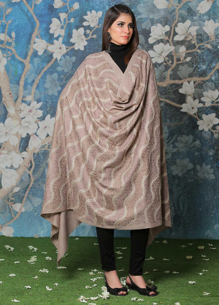 Sanaulla Exclusive Range Pashmina Shawl SU21PP AKP-31 Fawn-1 Pure Pashmina Shawls