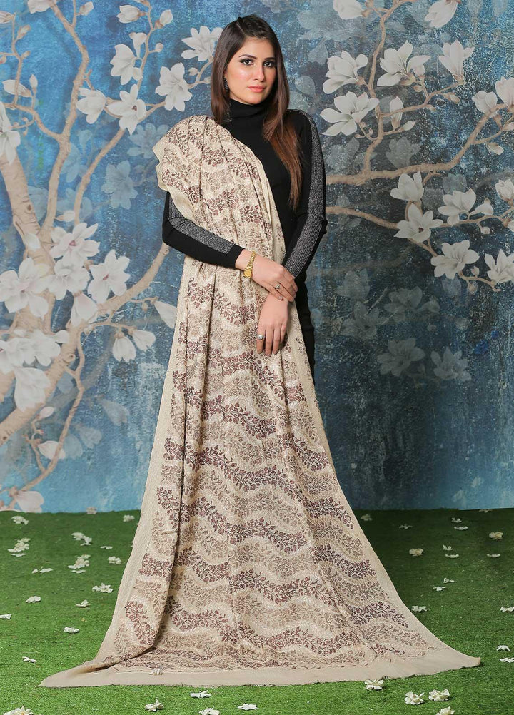 Sanaulla Exclusive Range Pashmina Shawl SU21PP AKP-31 Beige Pure Pashmina Shawls