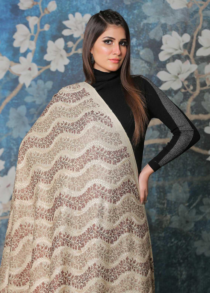 Sanaulla Exclusive Range Pashmina Shawl SU21PP AKP-31 Beige Pure Pashmina Shawls