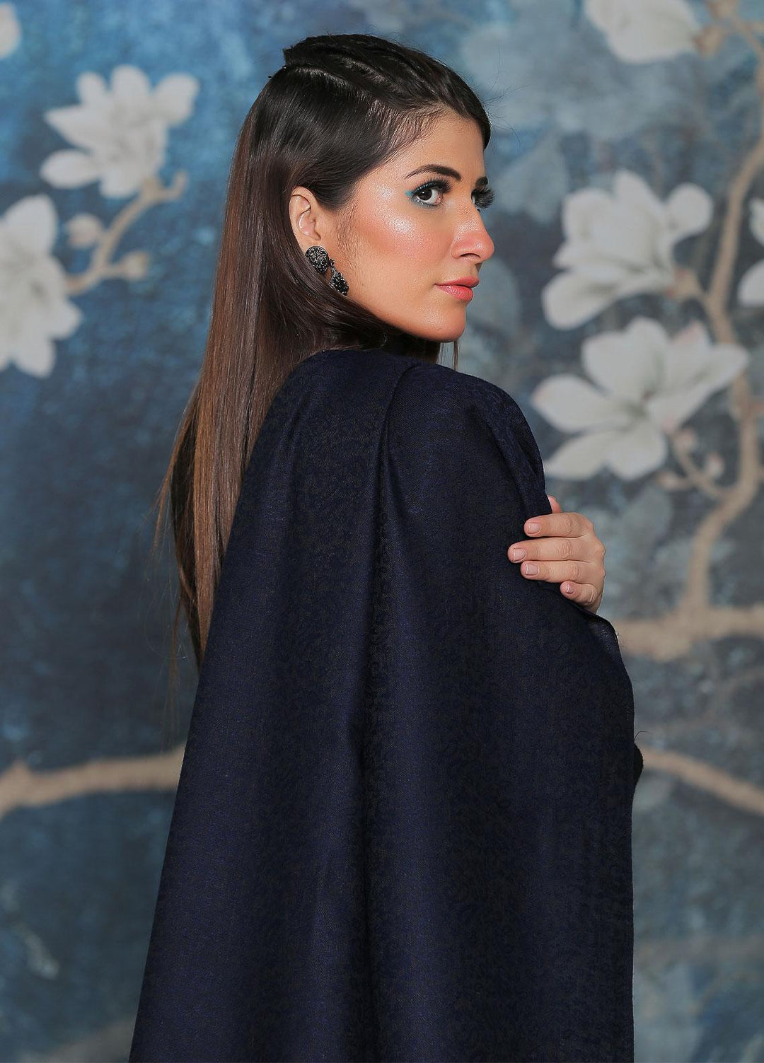 Sanaulla Exclusive Range Pashmina Shawl SU21PP AKP-47 Blue-2 Pure Pashmina Shawls