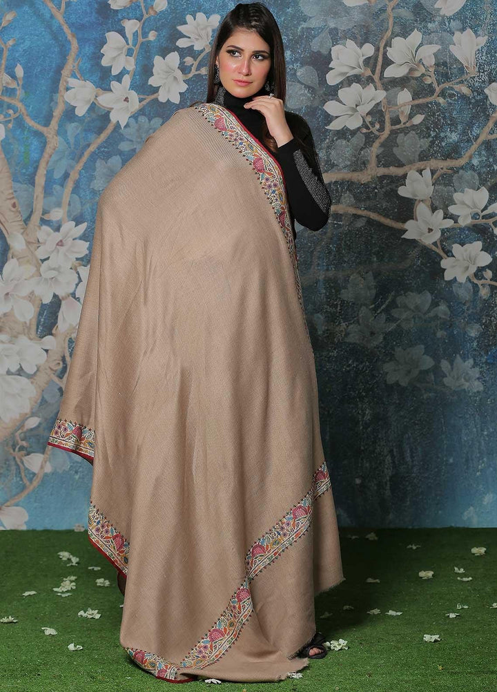 Sanaulla Exclusive Range Pashmina Shawl SU21PP AKP-48 Fawn-3 Pure Pashmina Shawls