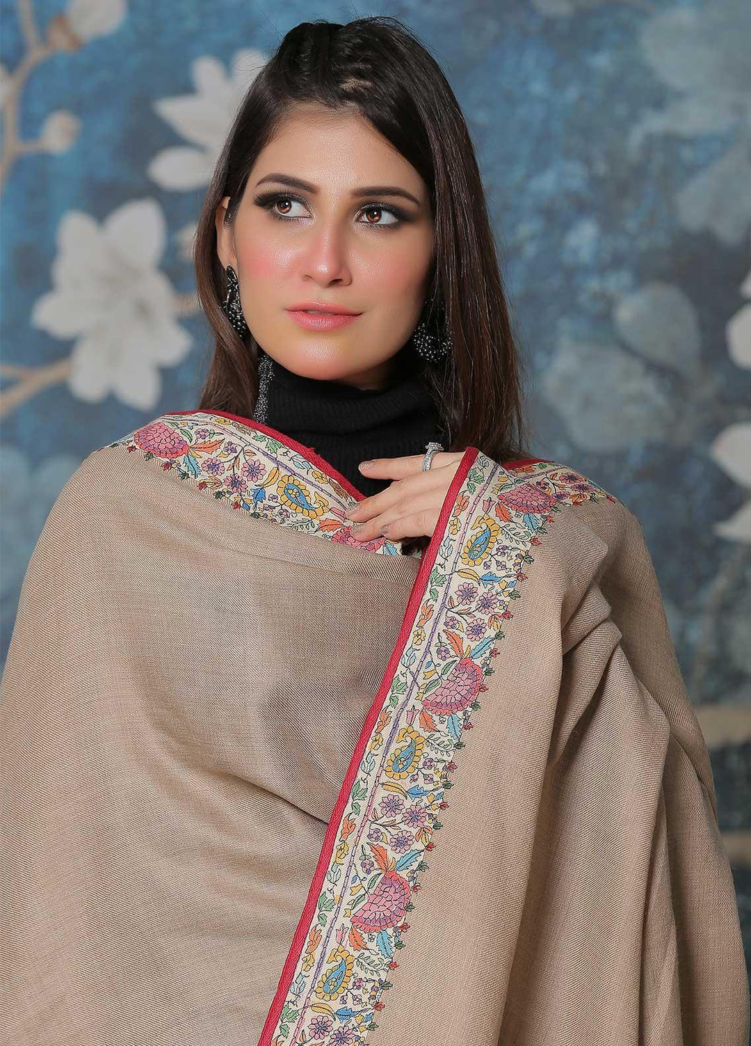 Sanaulla Exclusive Range Pashmina Shawl SU21PP AKP-48 Fawn-3 Pure Pashmina Shawls