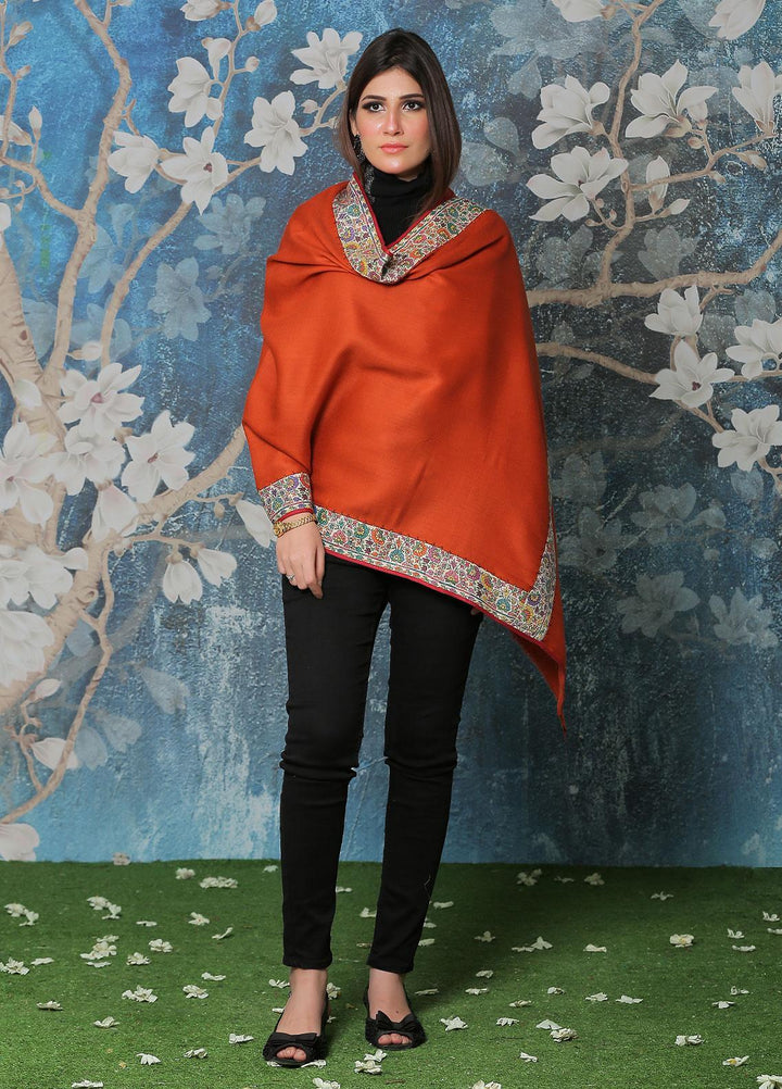 Sanaulla Exclusive Range Pashmina Shawl SU21PP AKP-49 Orange Pure Pashmina Shawls