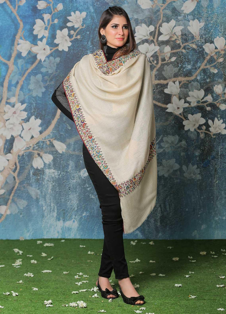 Sanaulla Exclusive Range Pashmina Shawl SU21PP AKP-49 Fawn-1 Pure Pashmina Shawls