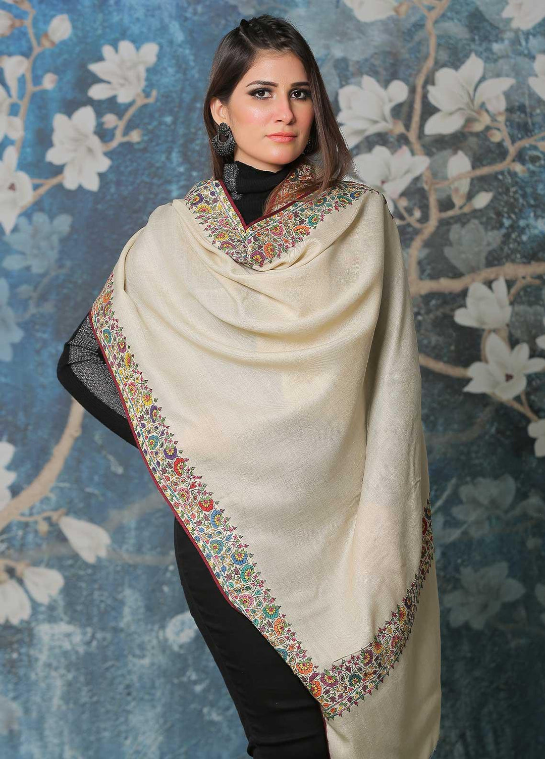 Sanaulla Exclusive Range Pashmina Shawl SU21PP AKP-49 Fawn-1 Pure Pashmina Shawls