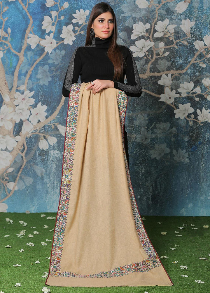 Sanaulla Exclusive Range Pashmina Shawl SU21PP AKP-49 Fawn-3 Pure Pashmina Shawls