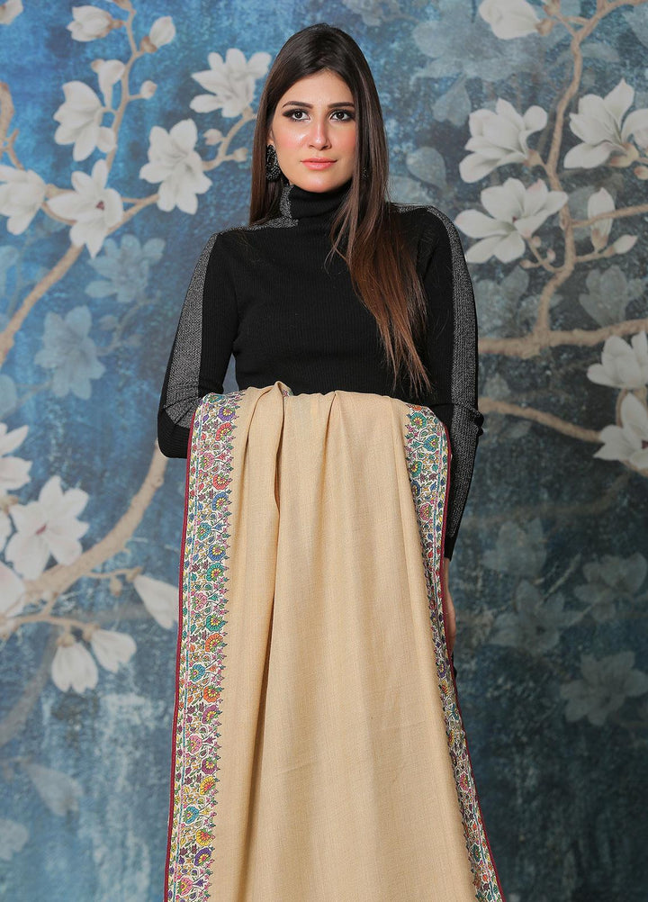 Sanaulla Exclusive Range Pashmina Shawl SU21PP AKP-49 Fawn-3 Pure Pashmina Shawls