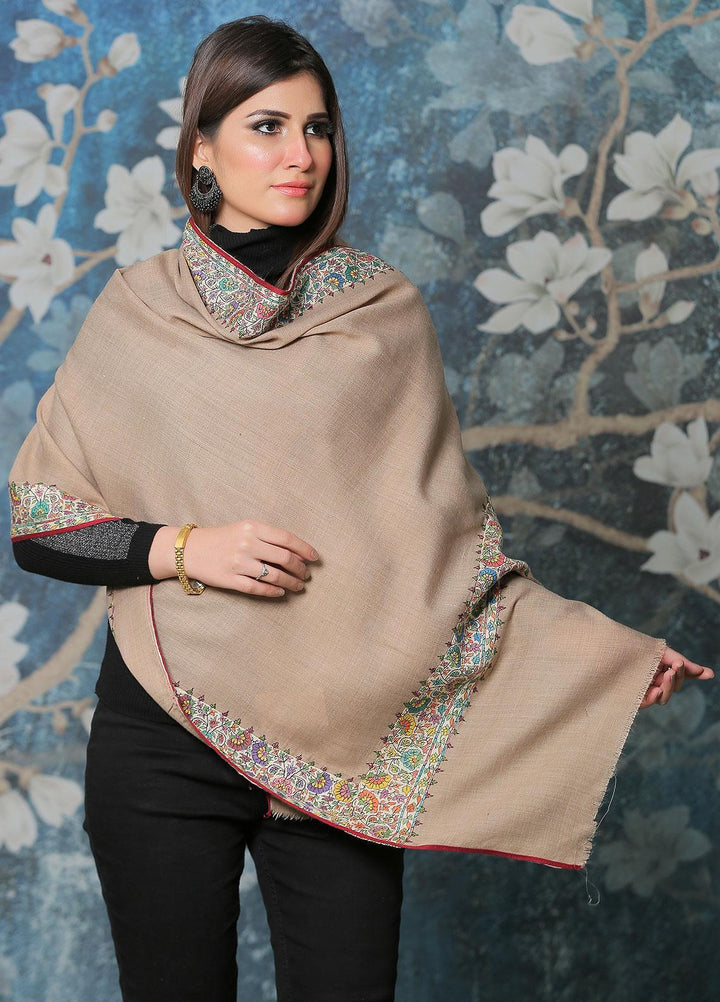 Sanaulla Exclusive Range Pashmina Shawl SU21PP AKP-49 Brown-1 Pure Pashmina Shawls
