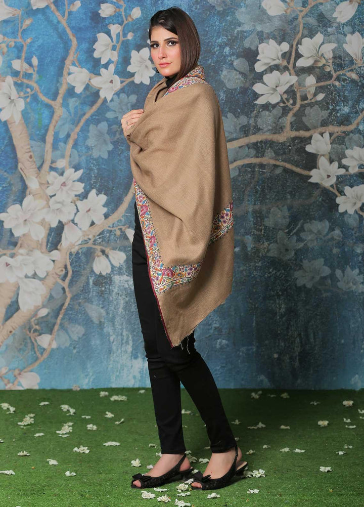 Sanaulla Exclusive Range Pashmina Shawl SU21PP AKP-49 Brown-3 Pure Pashmina Shawls