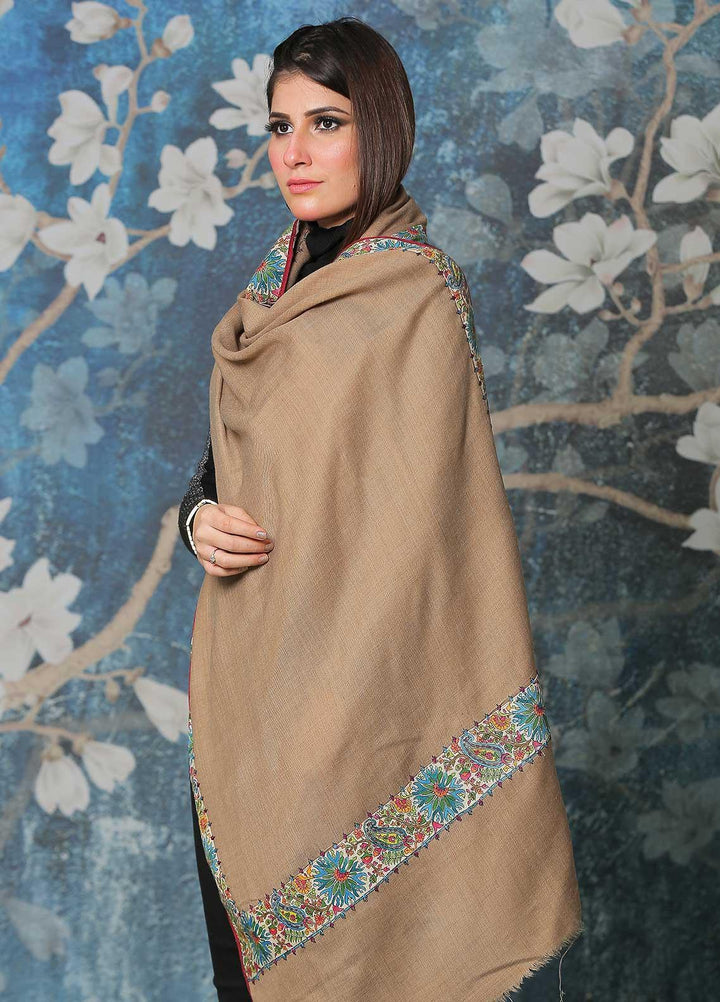 Sanaulla Exclusive Range Pashmina Shawl SU21PP AKP-49 Brown-4 Pure Pashmina Shawls