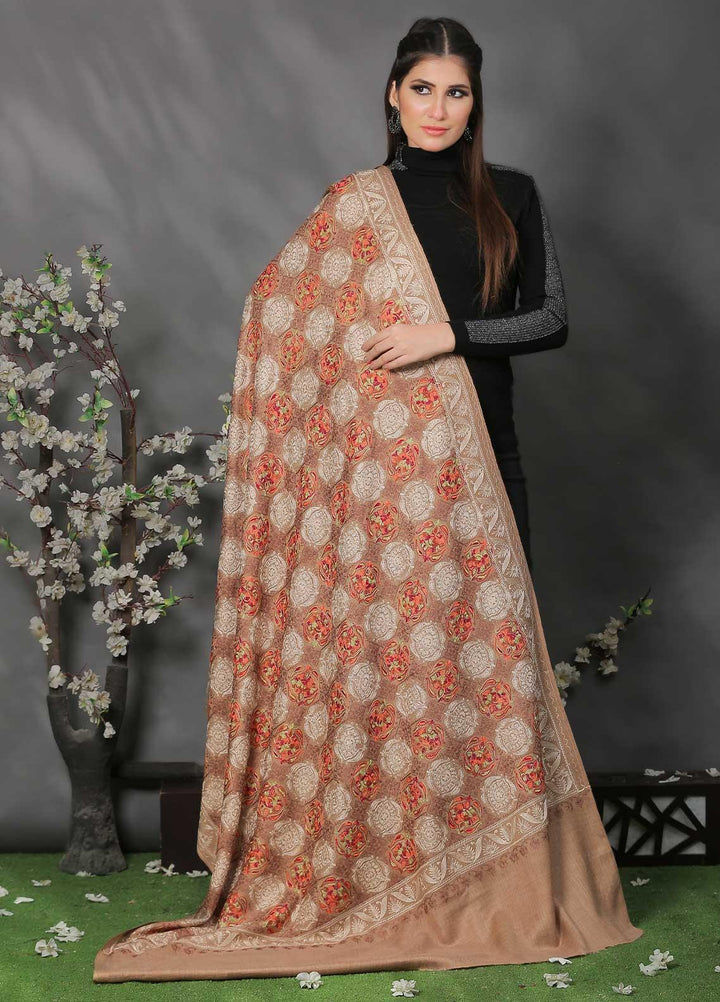 Sanaulla Exclusive Range Pashmina Shawl SU21PP AKP-02 Brown Pure Pashmina Shawls