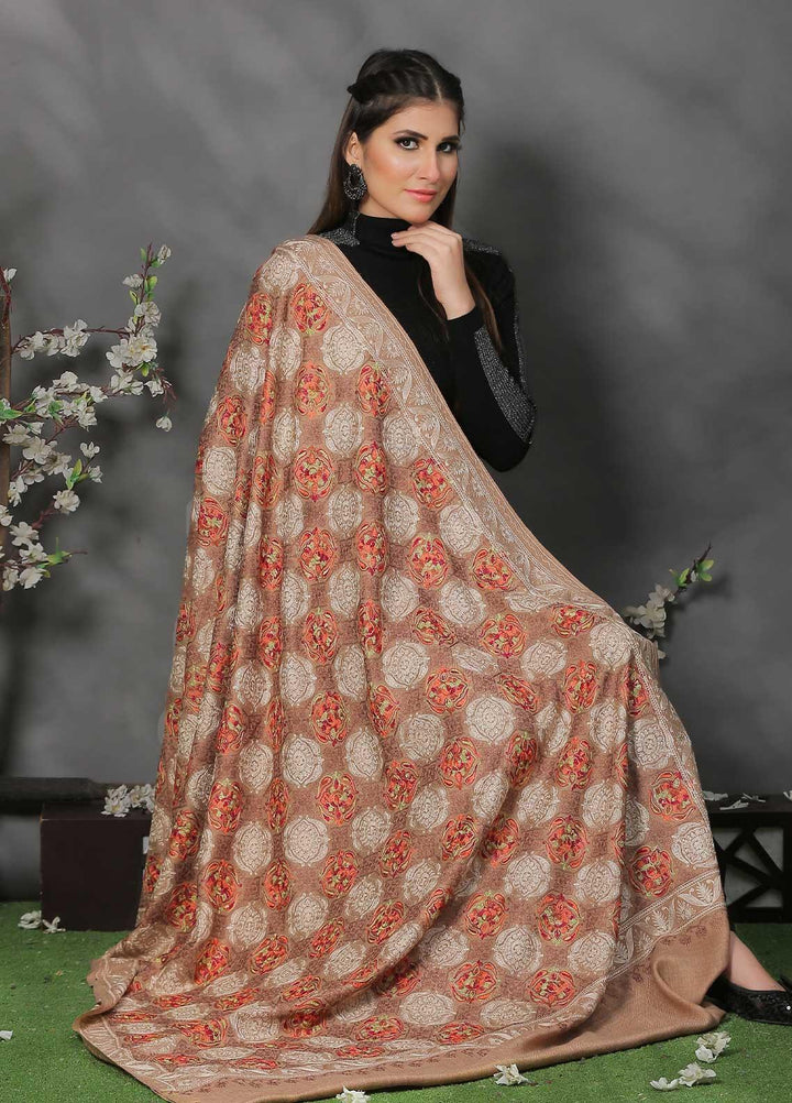 Sanaulla Exclusive Range Pashmina Shawl SU21PP AKP-02 Brown Pure Pashmina Shawls