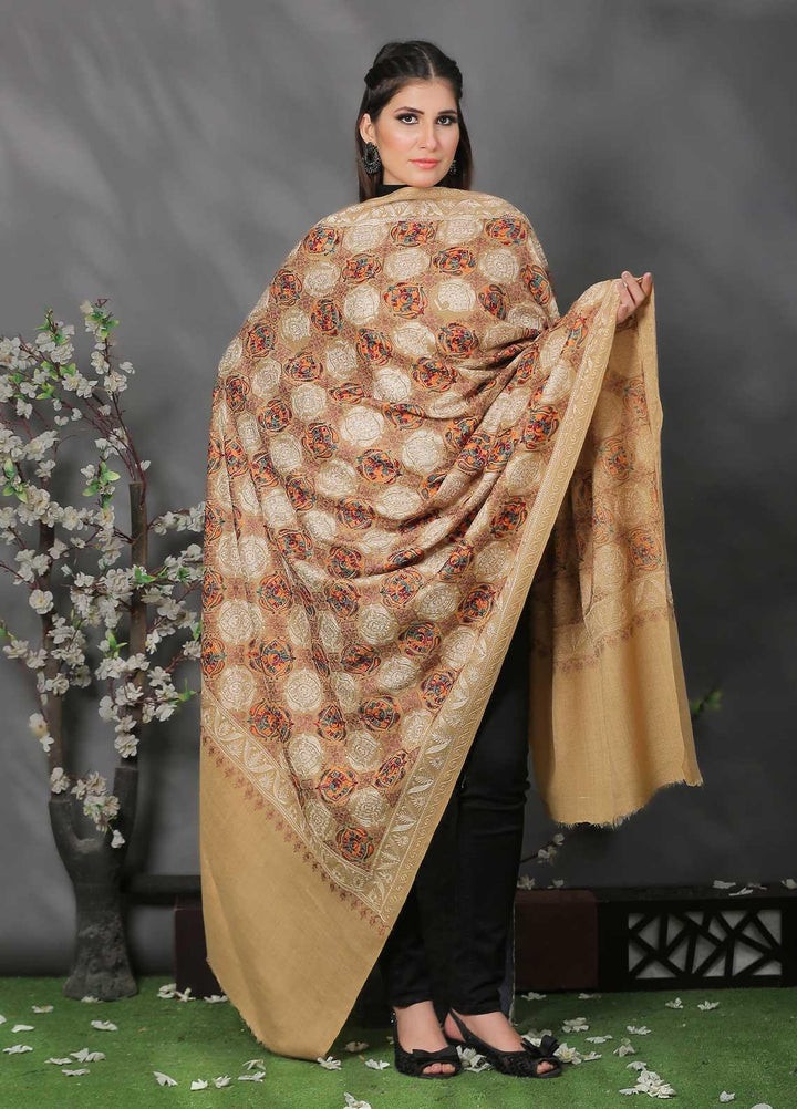 Sanaulla Exclusive Range Pashmina Shawl SU21PP AKP-02 Brown-2 Pure Pashmina Shawls