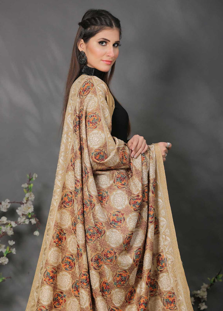 Sanaulla Exclusive Range Pashmina Shawl SU21PP AKP-02 Brown-2 Pure Pashmina Shawls