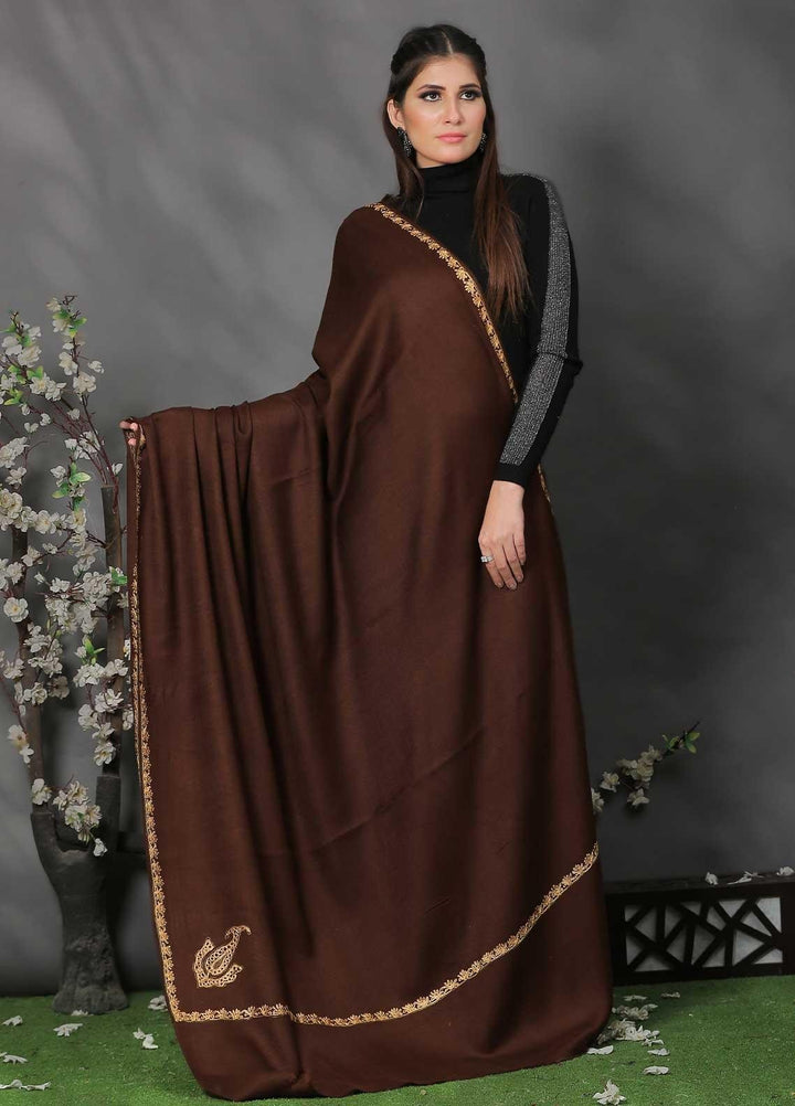 Sanaulla Exclusive Range Pashmina Shawl SU21PP AKP-05 Brown Pure Pashmina Shawls